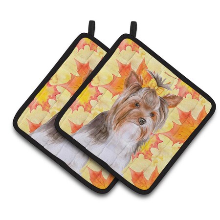 Carolines Treasures Yorkshire Terrier No. 2 Fall Pair of Pot Holders BB9984PTHD